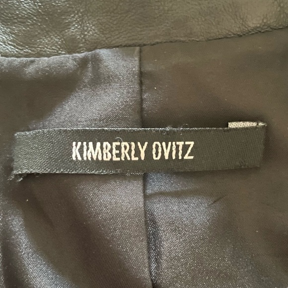 Kimberly Ovitz Black Cropped Moto Leather Jacket Size 8 - Picture 8 of 12